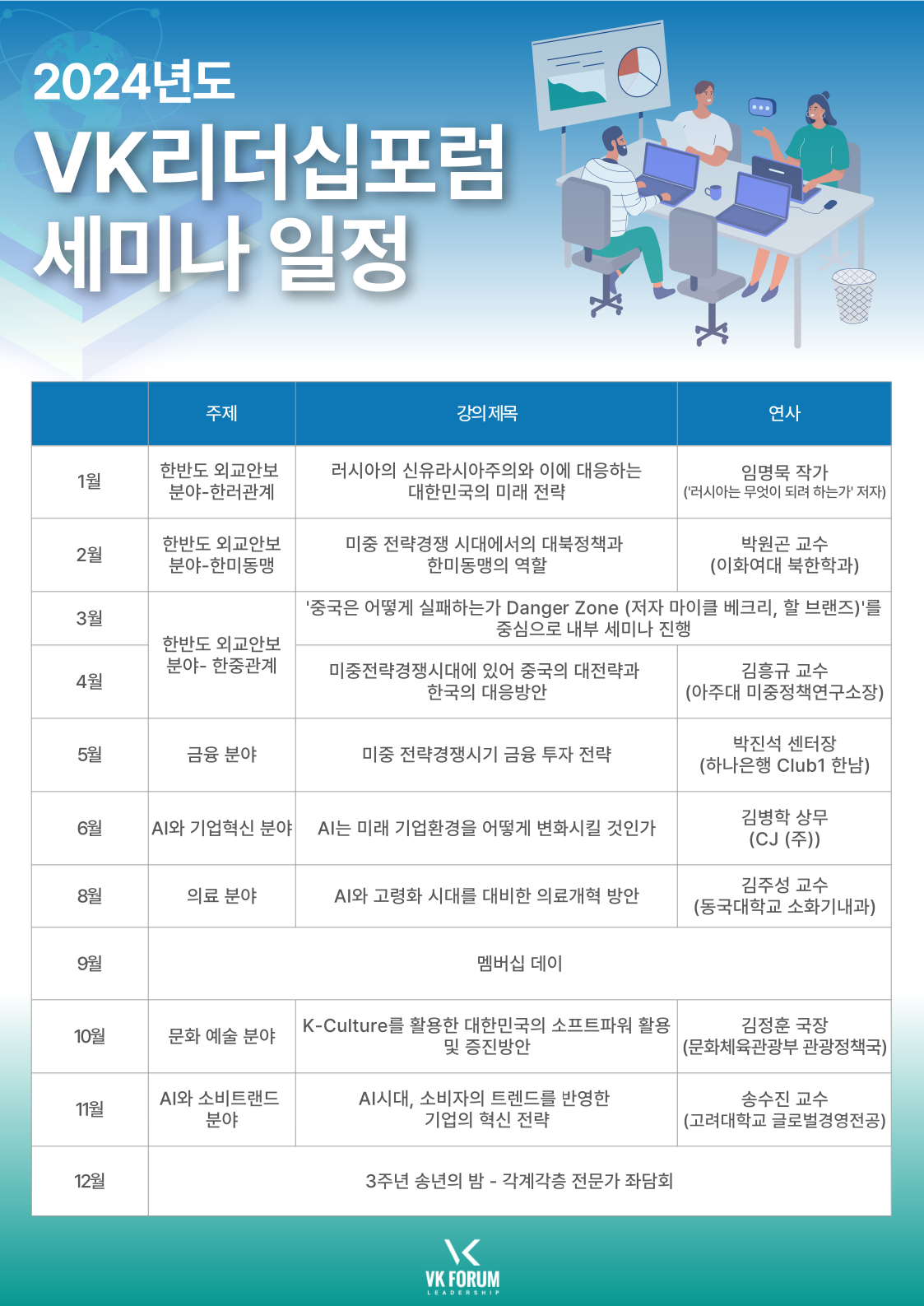 VK 리더십 포럼 세미나 일정